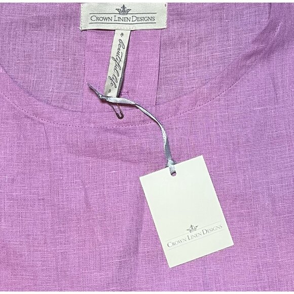 Crown Linen Designs Tunic Women Plus Size 3X Top Bell Sleeve 100% Linen NWT - Picture 3 of 6